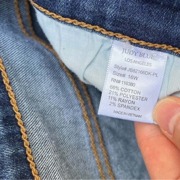 Judy Blue Distressed Leopard Patch Skinny Fit Jeans Sz 16W - Picture 8 of 13